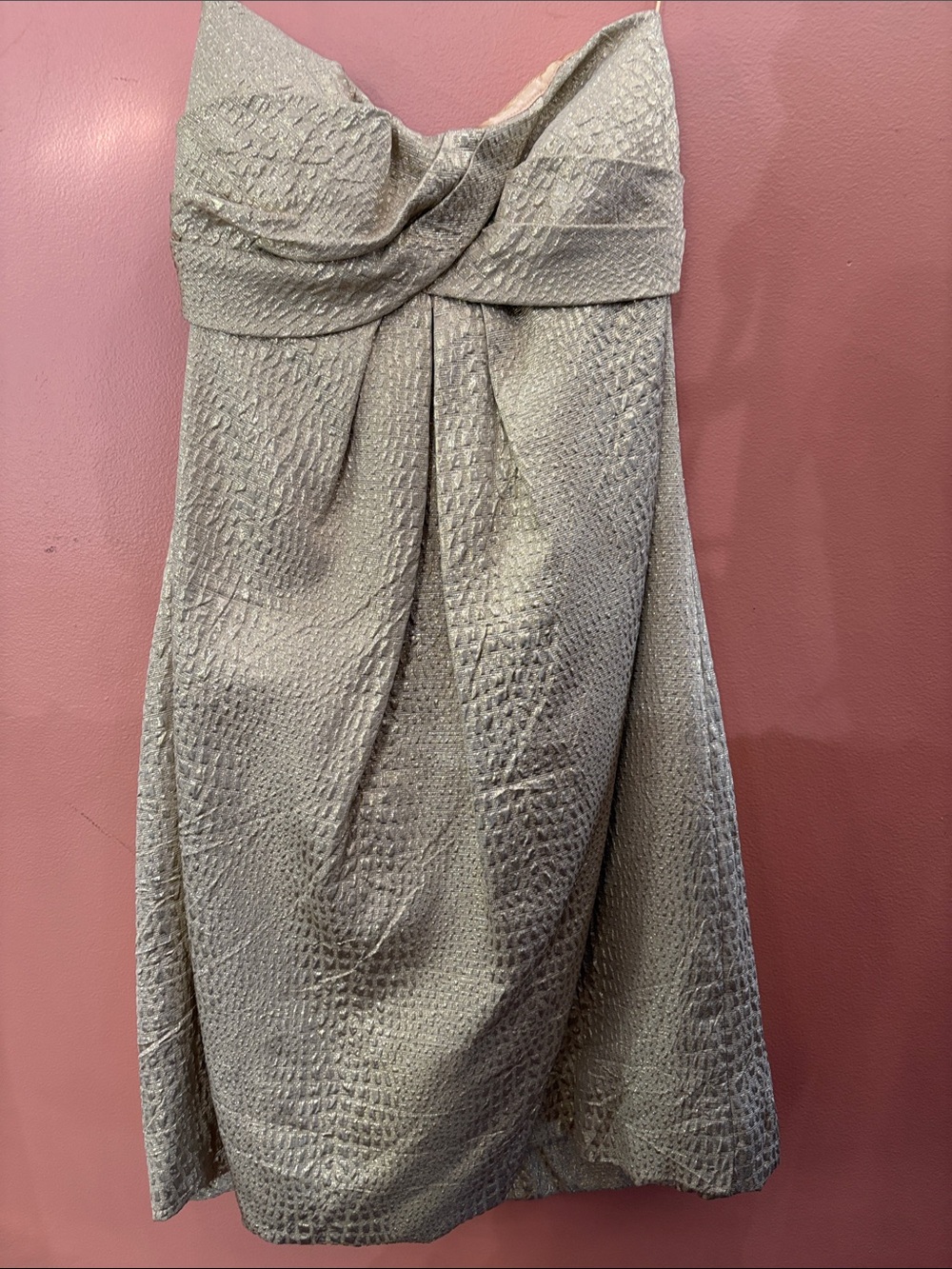 Strapless Textured gold metallic Cocktail mini dress